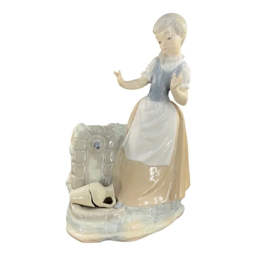 Vintage Lladro  Nao Figurine Girl With Broken Jar By Vincente Martinez Porcelain